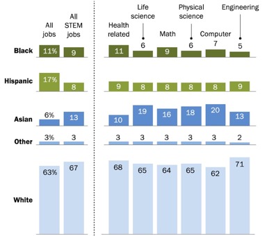 Pew DEI Stats on Industry in STEM